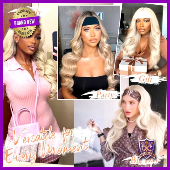 Human Hair Clip-In Bangs with Body Wave Headband Wig, Reusable main image 5